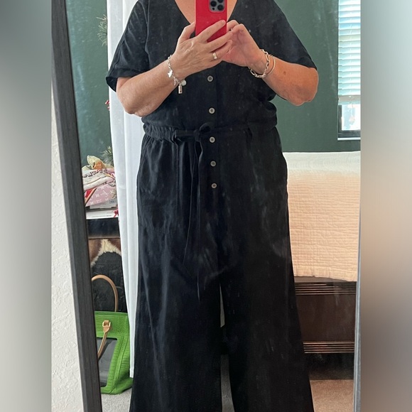 Comfy linen black jumpsuit. Size 1x - Picture 1 of 6
